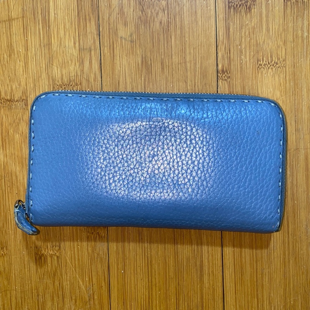 Fendi Selleria Blue Leather Continental Wallet